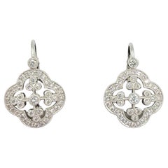 18k White Gold Diamond Earrings On Euro Wires