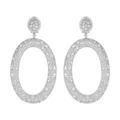 18 Karat Weißgold Diamant-Ohrringe mit 17,97 Karat Diamanten im Rosen- und Rundschliff