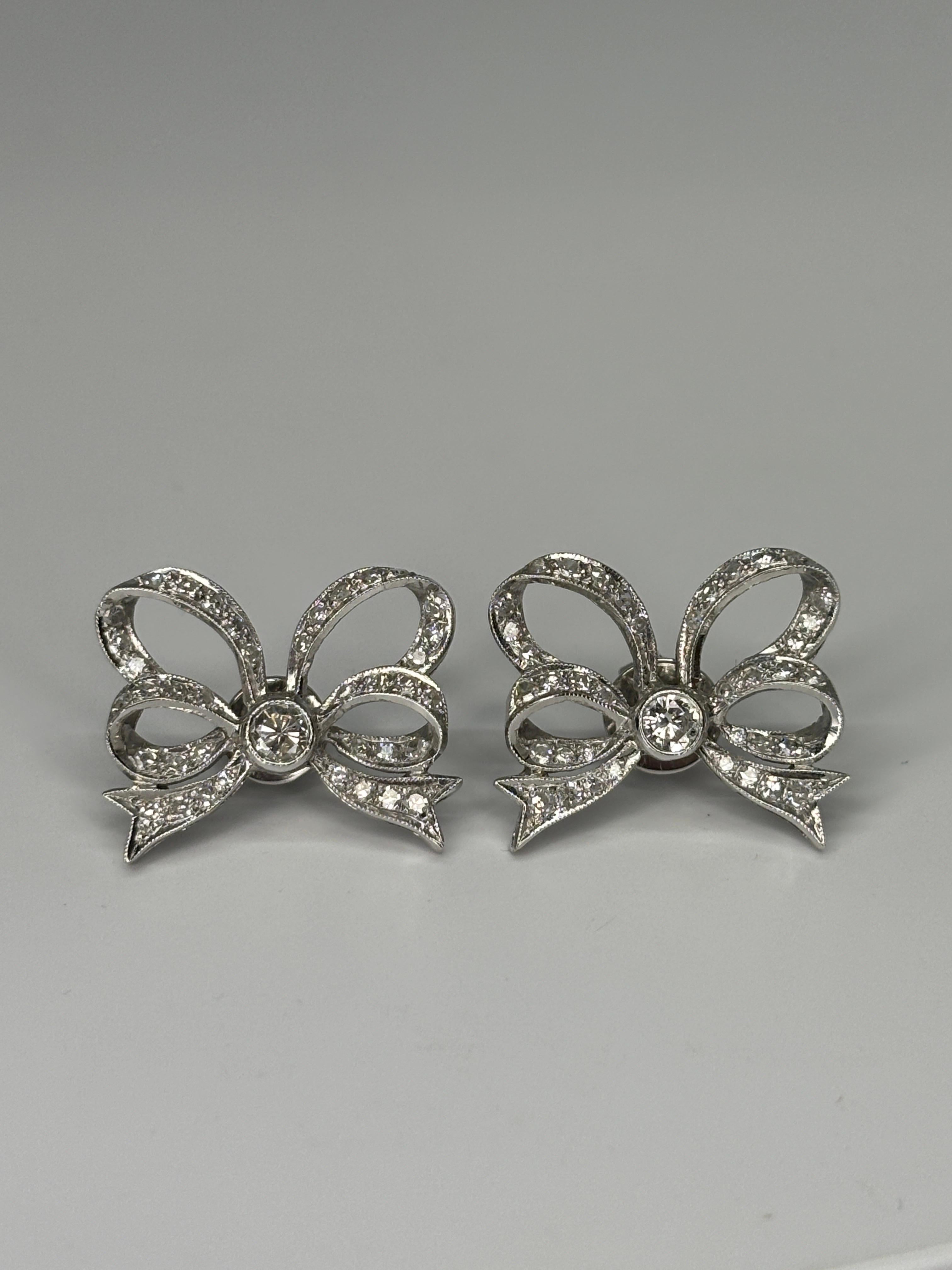 18k White Gold Diamond Edwardian Style Bow & Tassel Jacket, Enhancer Earrings  For Sale 6