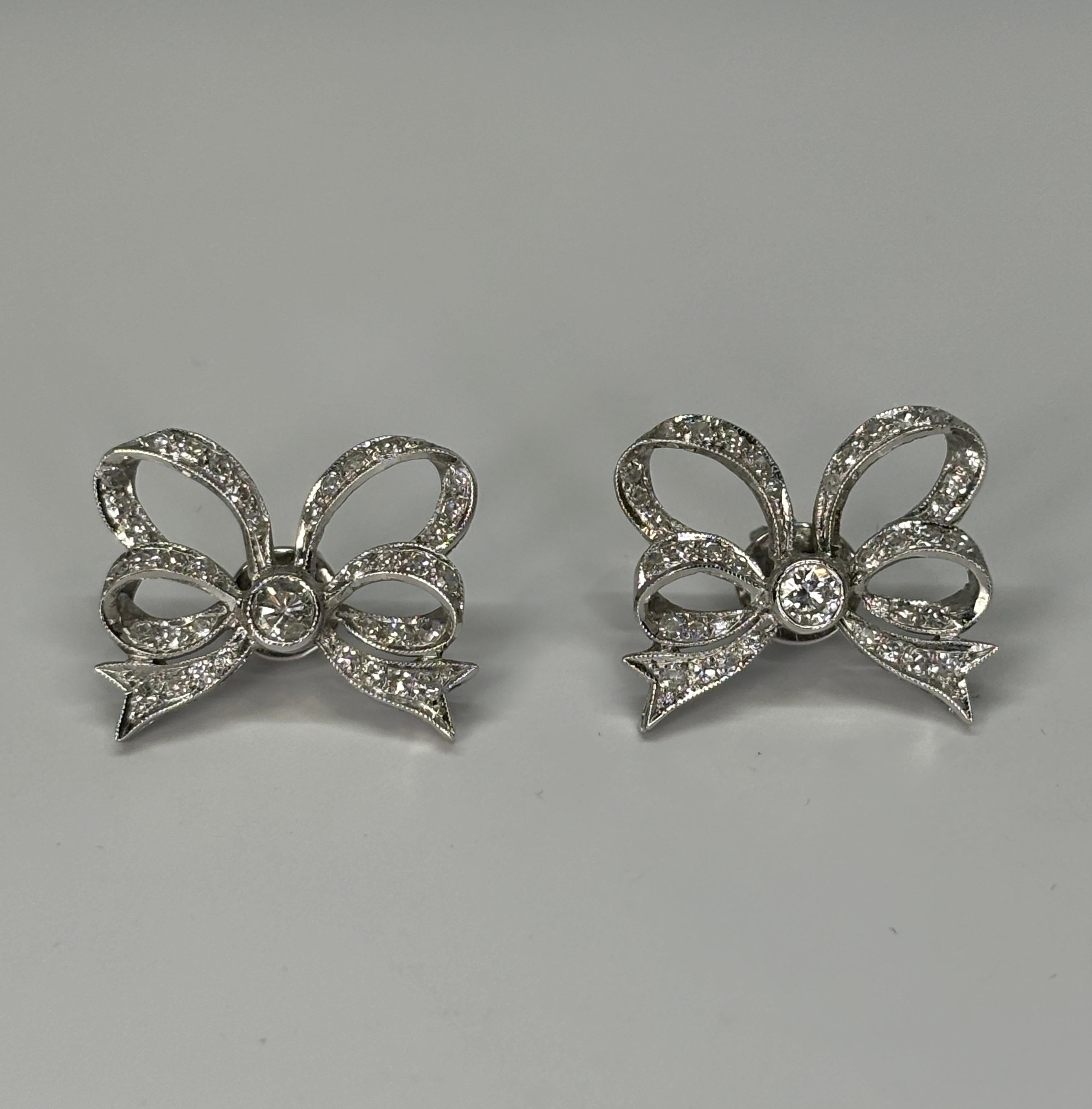 18k White Gold Diamond Edwardian Style Bow & Tassel Jacket, Enhancer Earrings  For Sale 7