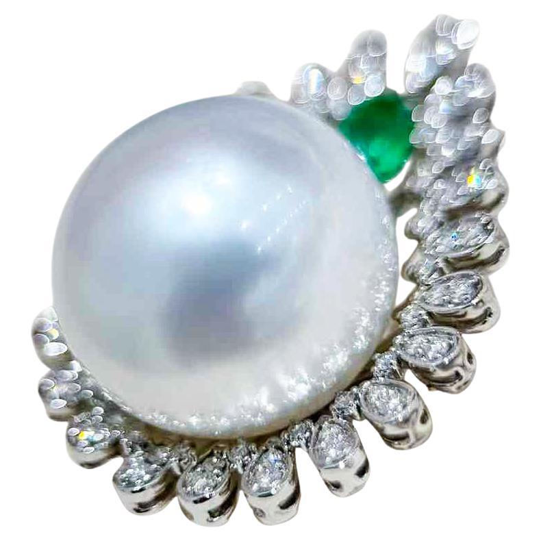 Crown Radiance】Sunray Halo Smaragd Aurora Südsee Perle Diamant Anhänger