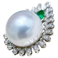 Crown Radiance】Sunray Halo Smaragd Aurora Südsee Perle Diamant Anhänger