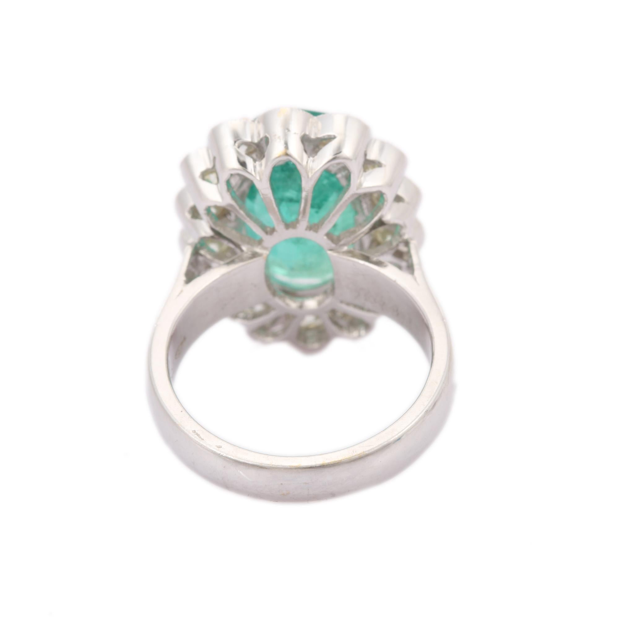 For Sale:  18kt Solid White Gold 8.21 Carat Emerald Gemstone Ring With Diamonds 4