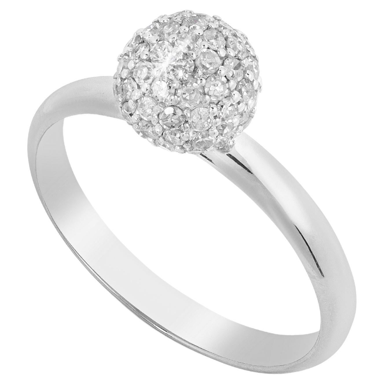 18k White Gold Diamond-Encrusted Ring For Sale