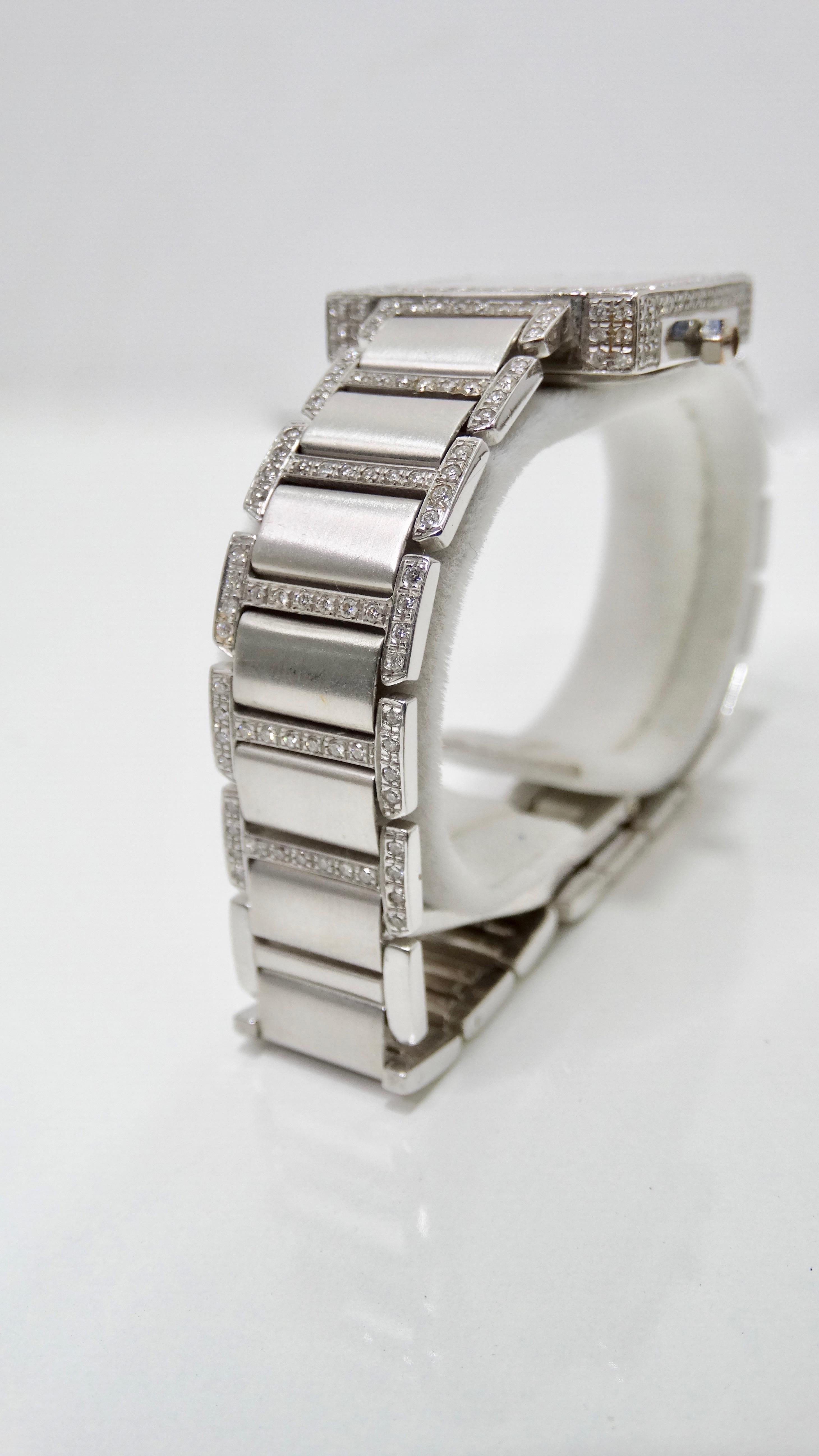 Montre-bracelet à diamants en or blanc 18k  en vente 7