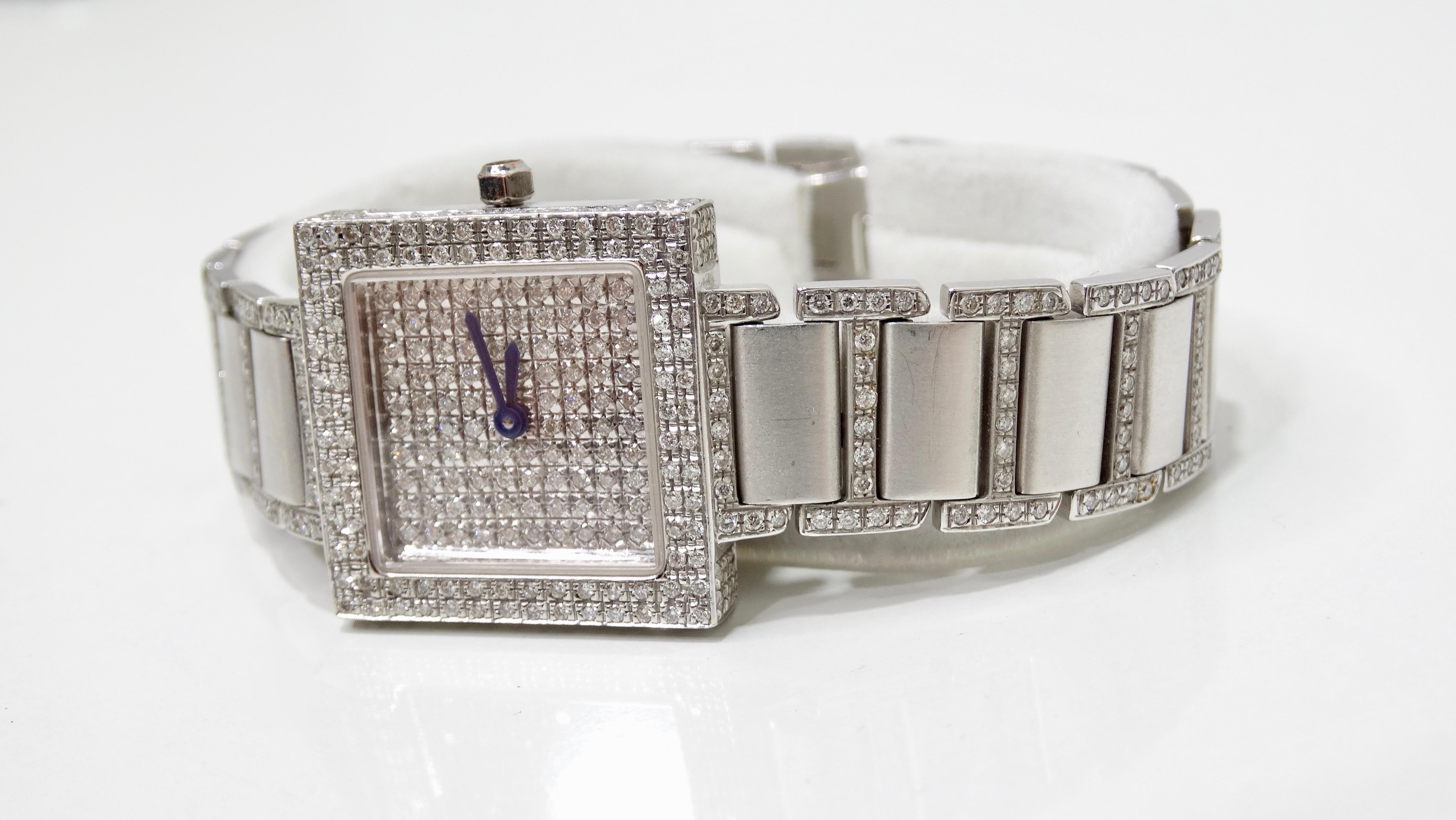 Montre-bracelet à diamants en or blanc 18k  en vente 8