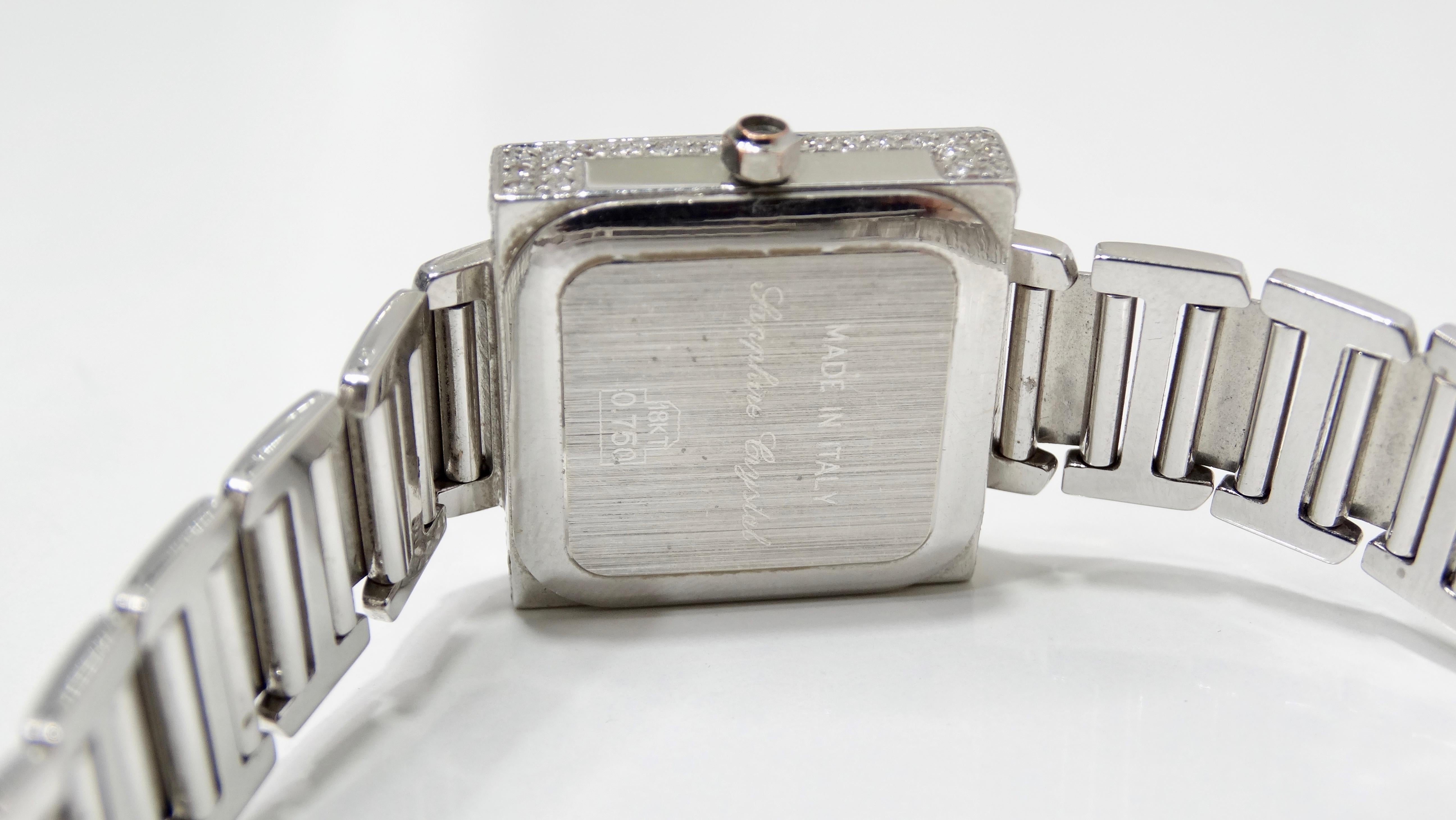 Montre-bracelet à diamants en or blanc 18k  en vente 2