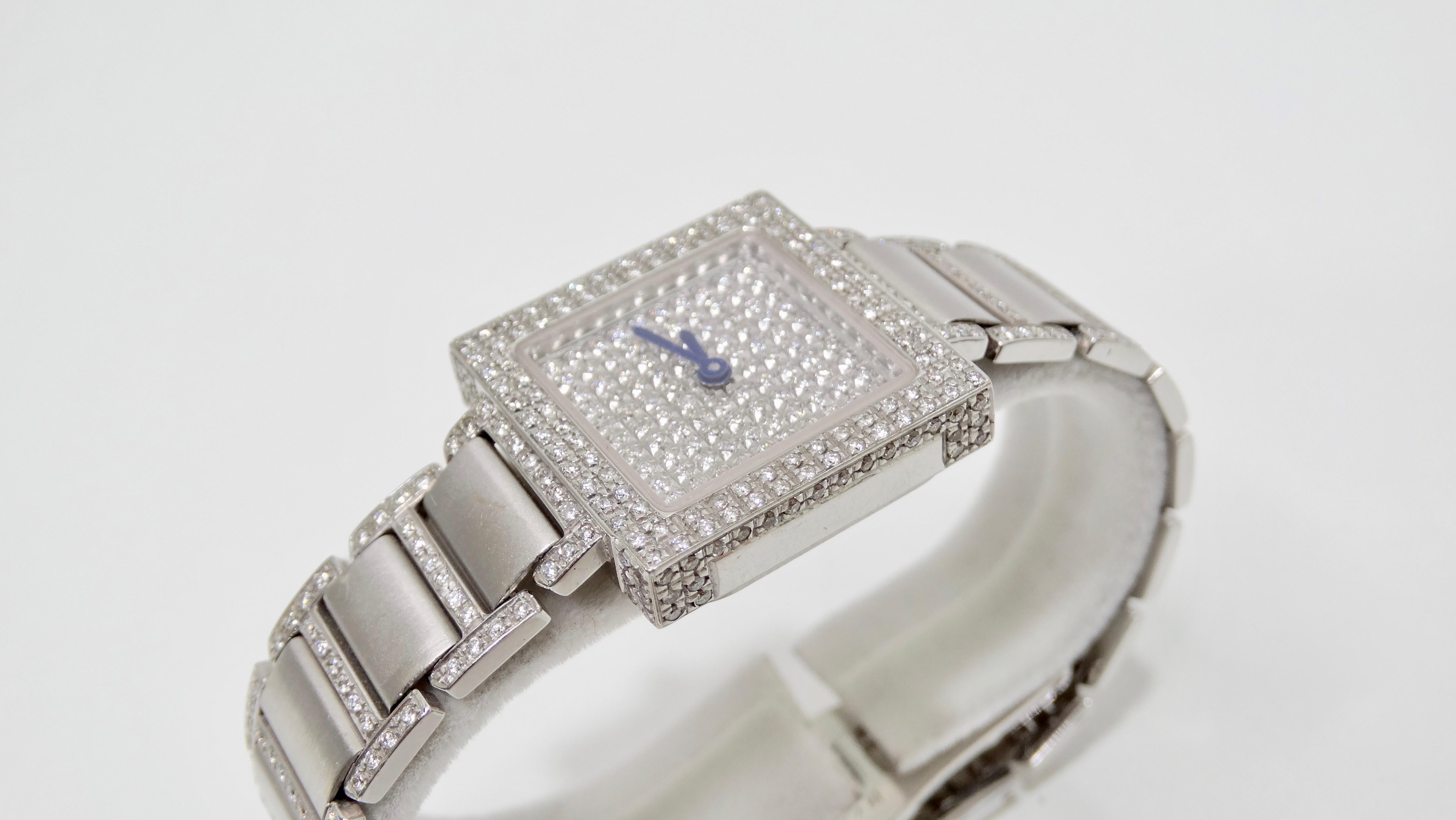 Montre-bracelet à diamants en or blanc 18k  en vente 3