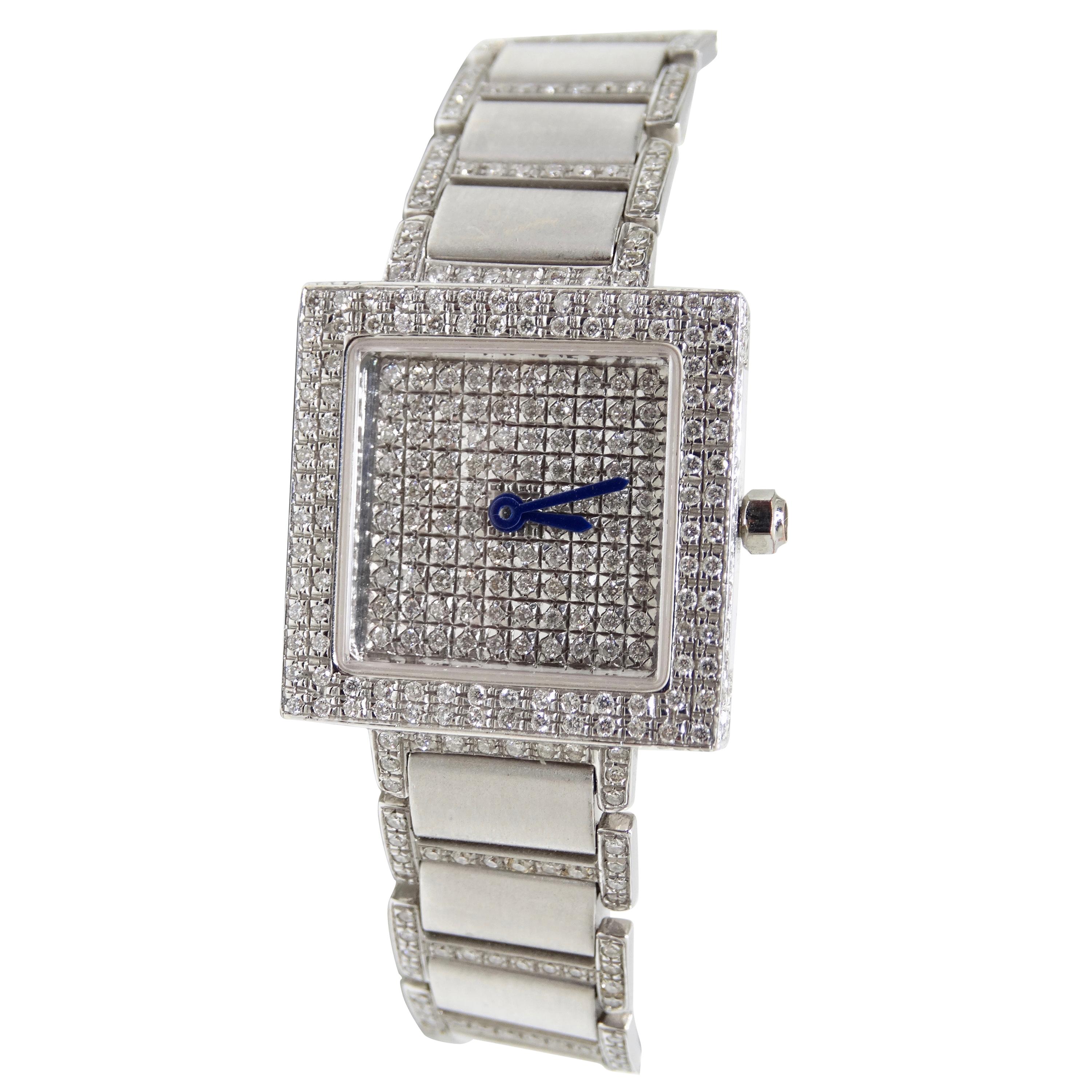 Montre-bracelet à diamants en or blanc 18k  en vente