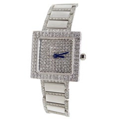 Montre-bracelet à diamants en or blanc 18k 