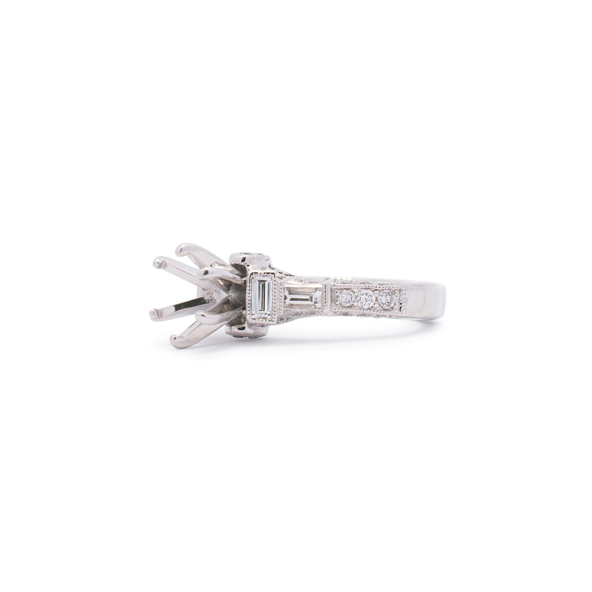Women's 18K White Gold Diamond Engagement Ring 0.88 ctw For Sale