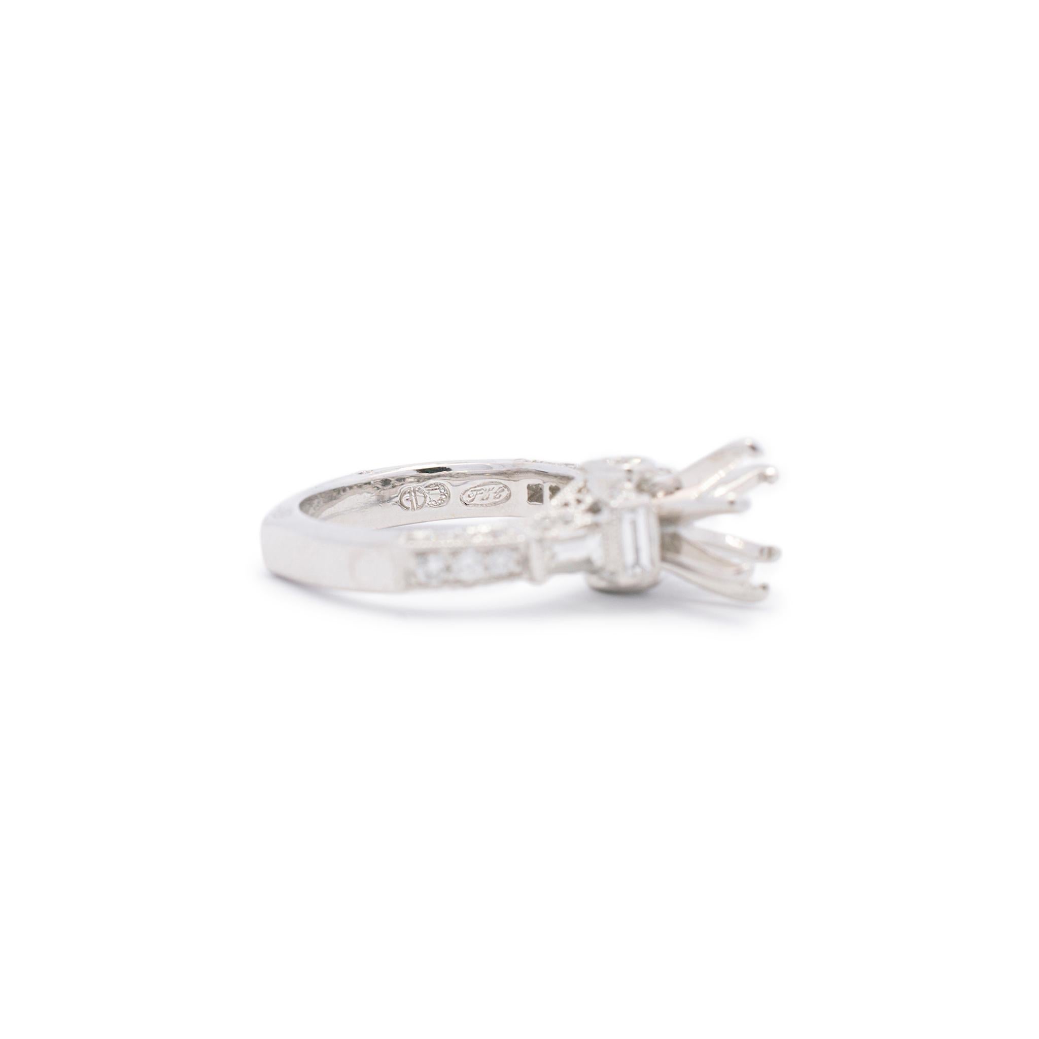 18K White Gold Diamond Engagement Ring 0.88 ctw For Sale 3