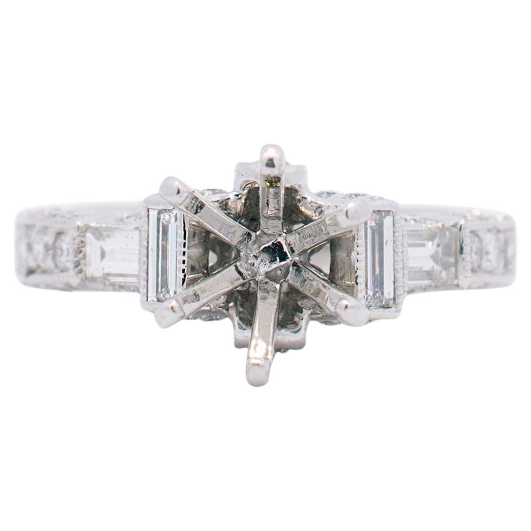 18K White Gold Diamond Engagement Ring 0.88 ctw For Sale