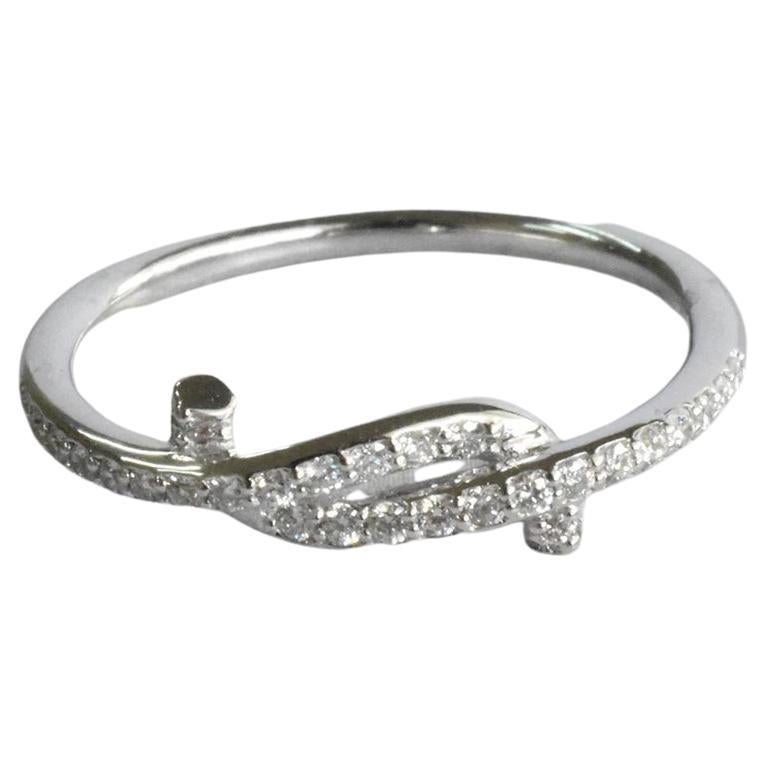18k White Gold Diamond Engagement Ring Diamond Knot Ring Wedding Ring