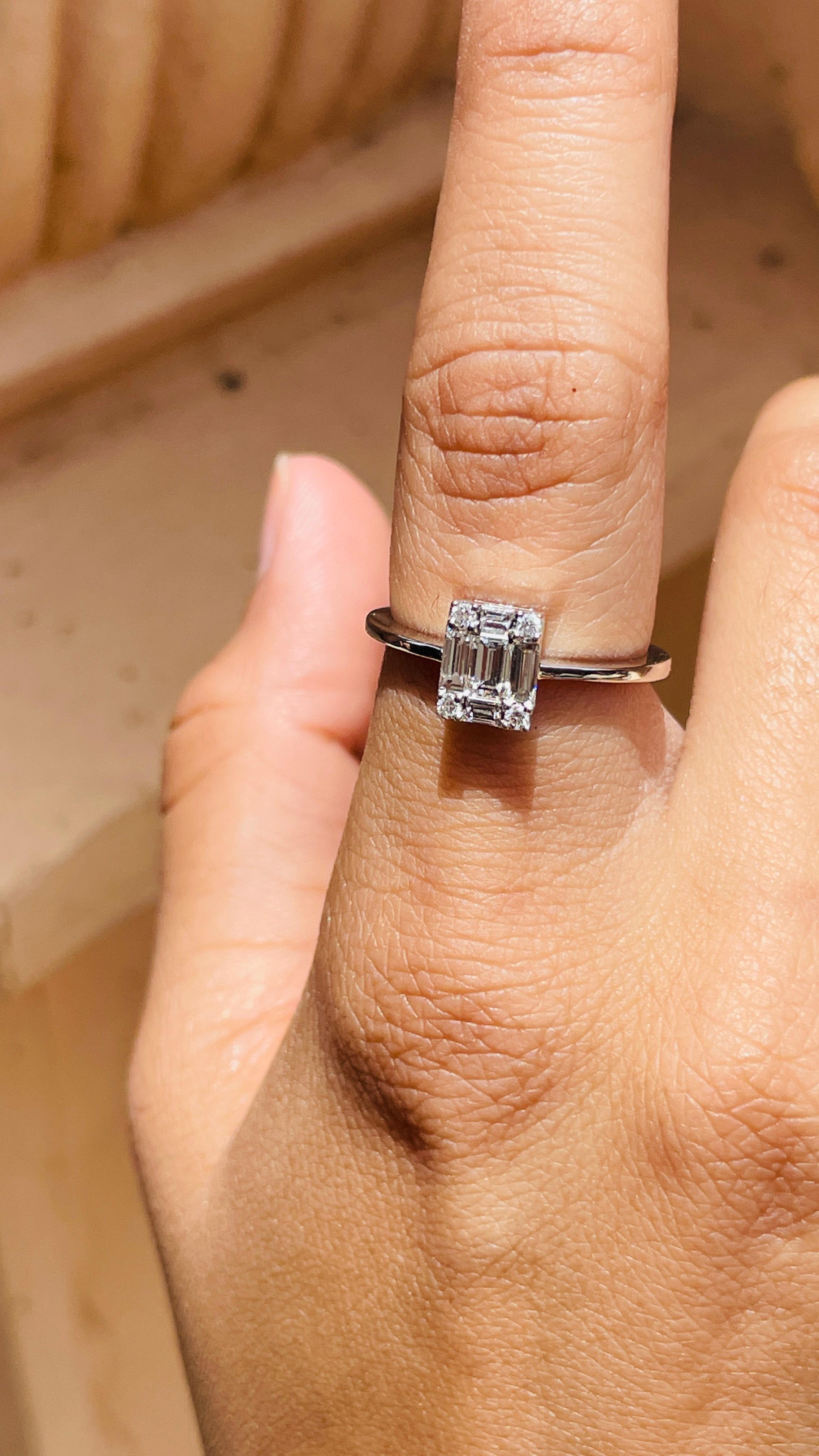 For Sale:  18K White Gold Diamond Cluster Engagement Ring 11