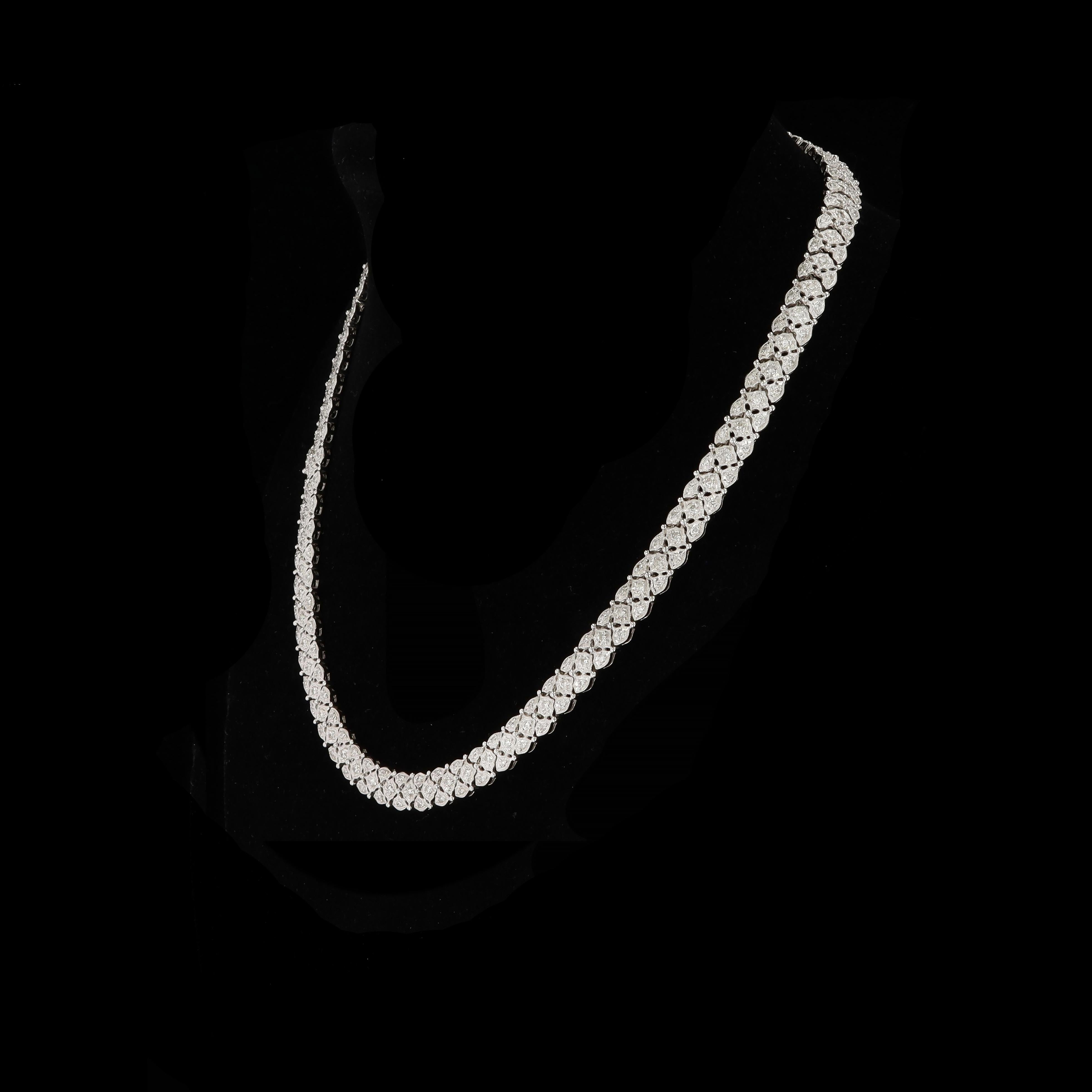 Romantic 18K White Gold Diamond Estate Necklace For Sale
