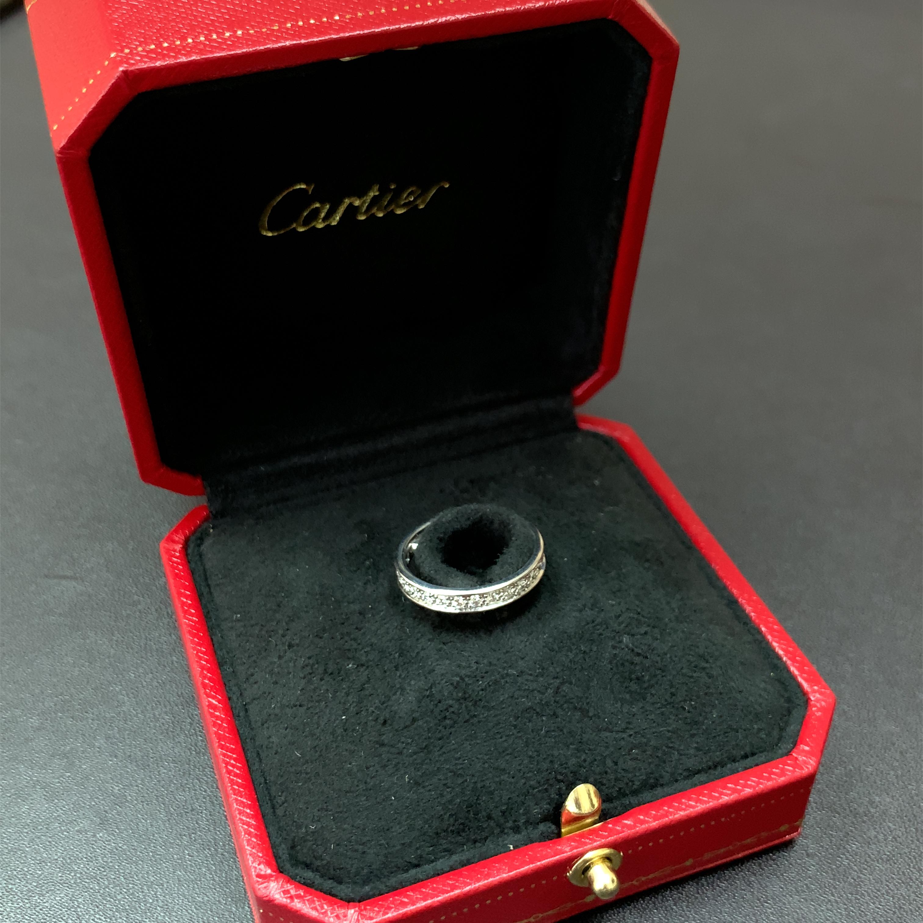 18K White Gold Diamond Eternity Band by Cartier In Excellent Condition For Sale In Beverly Hills, CA