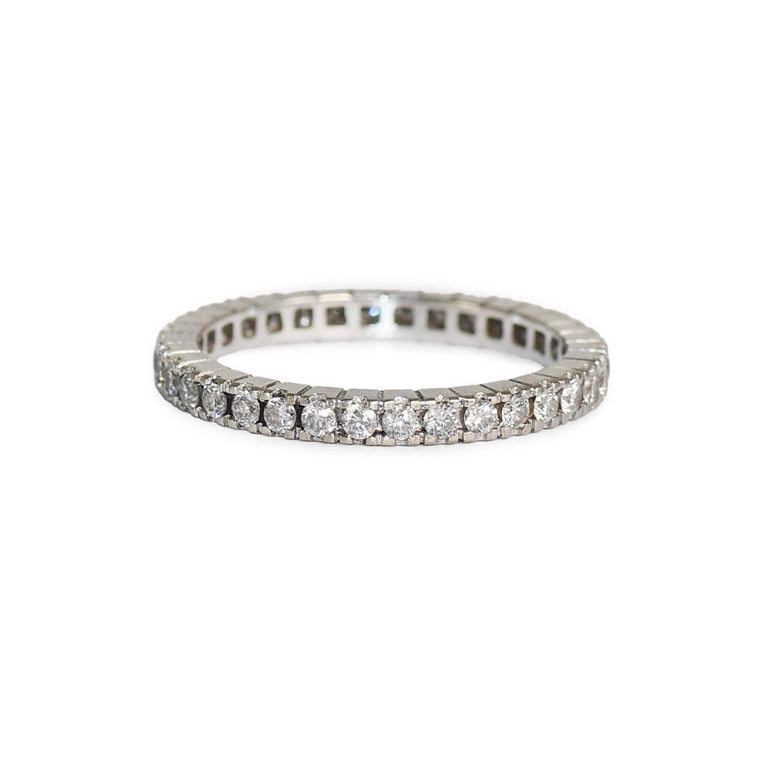 18K White Gold Diamond Eternity Band Ring 0.55 ct For Sale