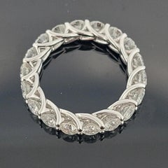 18K White Gold Diamond Eternity Trellis Band Round Brilliant 3.39ctw G-H-I SI