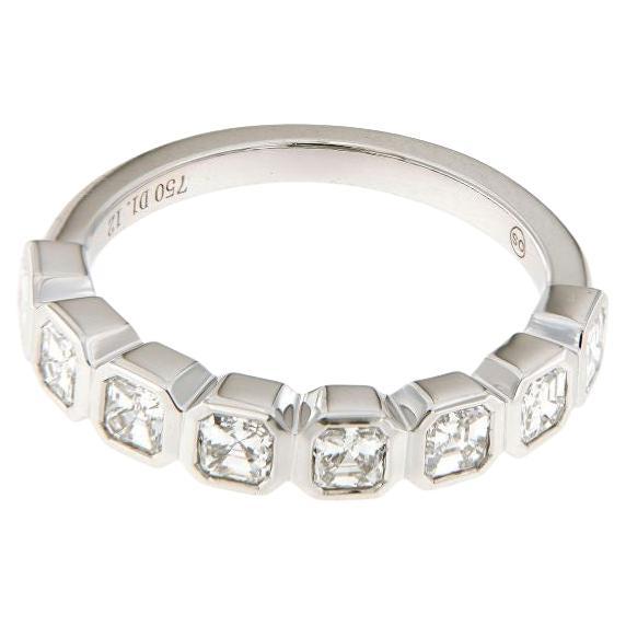 18K White Gold Diamond Fancy Wedding Band - Asscher Cut (Bezel) Half-Way im Angebot