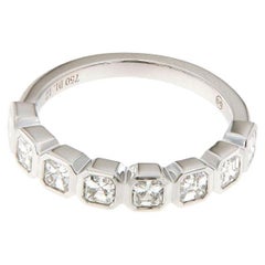 18K White Gold Diamond Fancy Wedding Band - Asscher Cut (Bezel) Half-Way