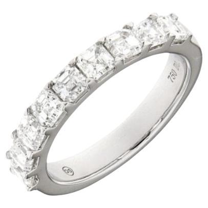 18K Weißgold Diamant Fancy Hochzeit Band -Asscher Cut Diamond Shared Prong