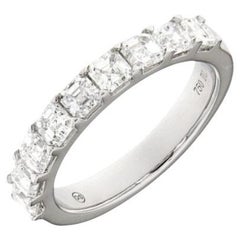 18K Weißgold Diamant Fancy Hochzeit Band -Asscher Cut Diamond Shared Prong