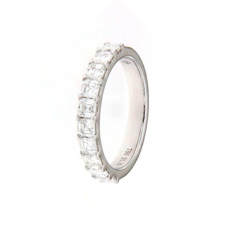 18K Weißgold Diamant Fancy Hochzeit Band -  Asscher-Schliff  Gemeinsamer Zinken im Zustand „Neu“ im Angebot in Hong Kong, HK