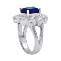 18k White Gold Diamond Fashion Flower Ring with 6.58 Cts Tanzanite