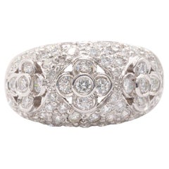 Anello in oro bianco 18 carati con diamante Fashion/Statement Estate Ring Flower Design
