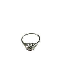 Anello di fidanzamento in oro bianco 18 carati con diamanti e filigrana, misura 6,75 #25543