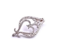 18 Karat White Gold Diamond Fleur-de-Lis and Heart Pendant