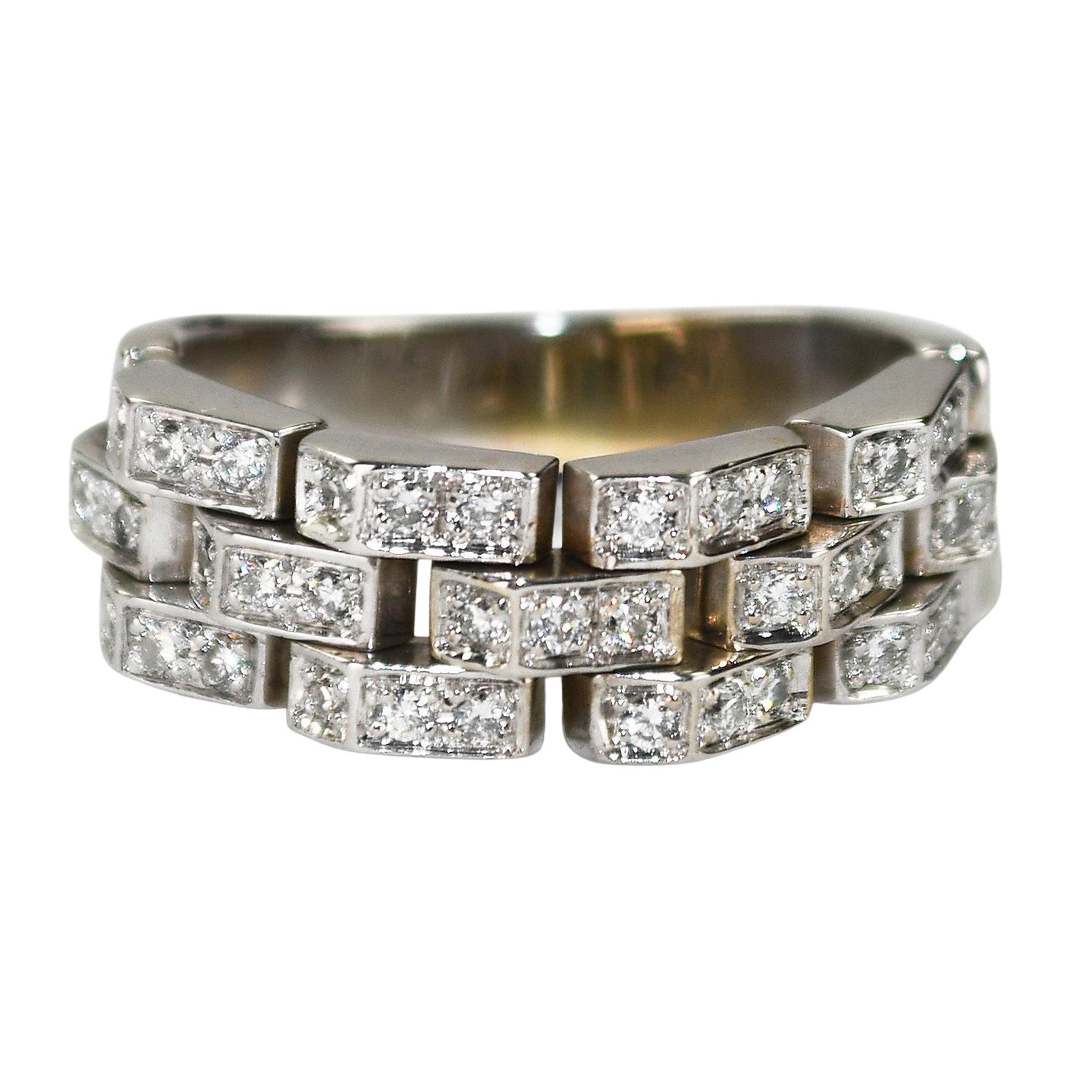 18K White Gold Diamond Flex Link Ring 0.36ct For Sale