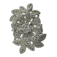 18K White Gold Diamond Flower Cocktail Ring