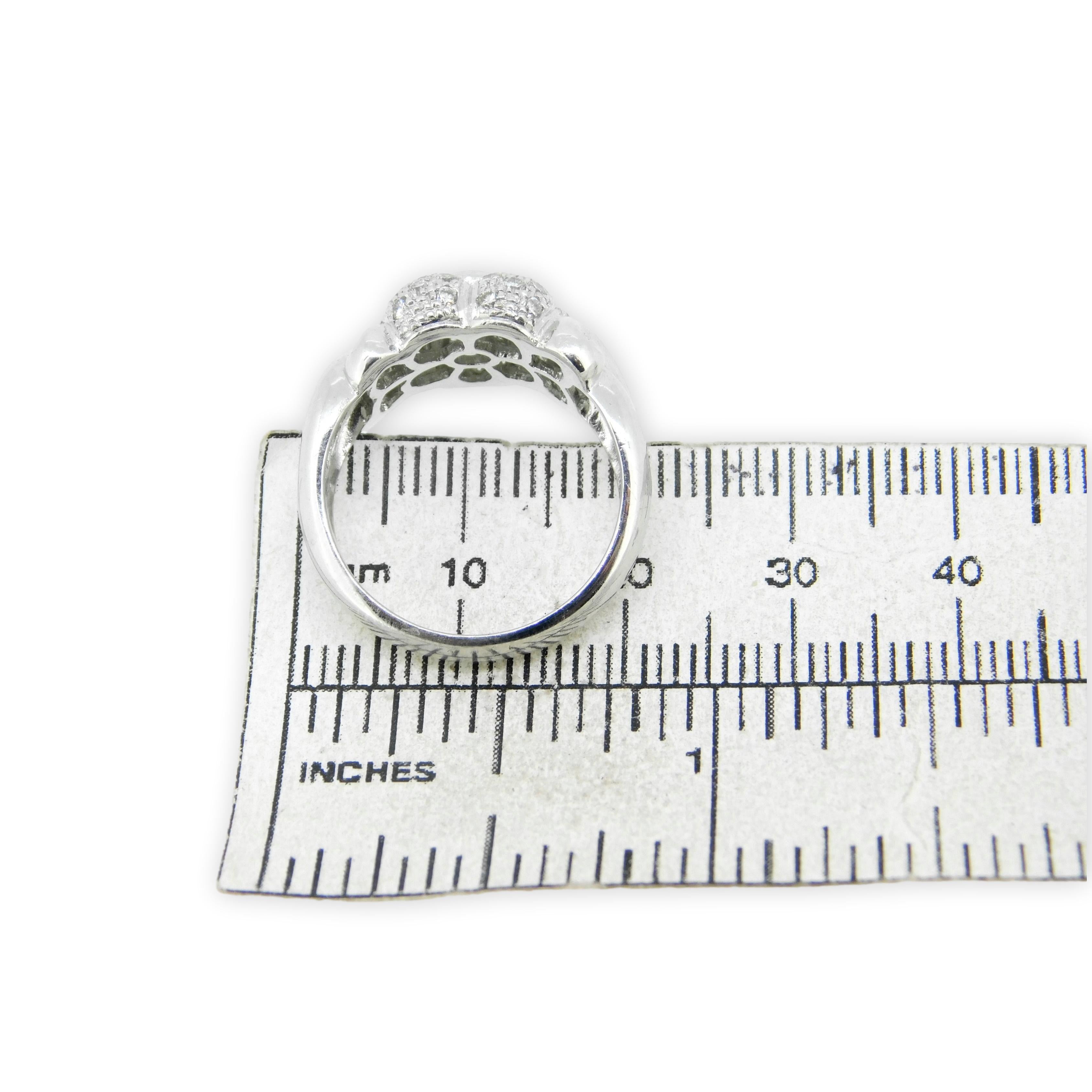 18K White Gold Diamond Flower Ring .75ct For Sale 3