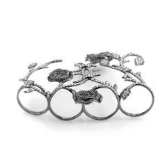 18 Karat White Gold and Diamond Four-Finger Ring