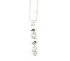 18 Karat White Gold Diamond Geometric Dangle Necklace