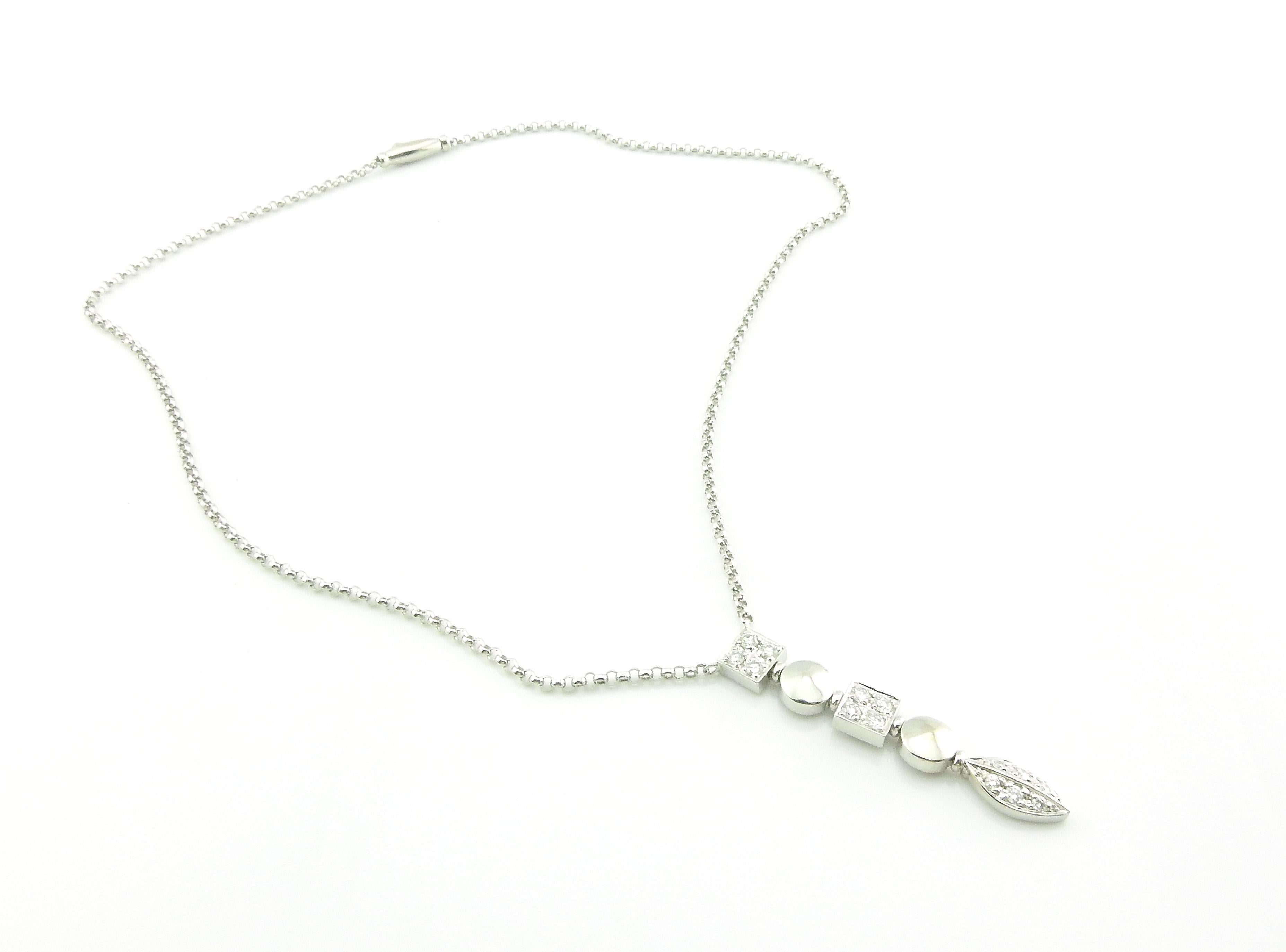 Women's or Men's 18 Karat White Gold Diamond Geometric Dangle Necklace For Sale