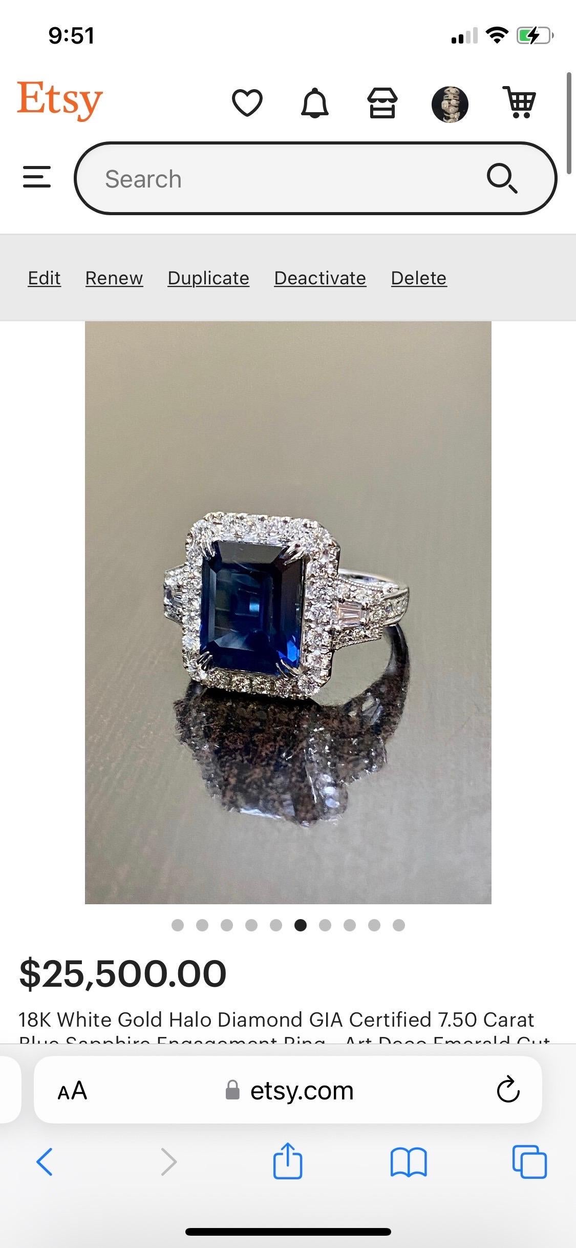 18K White Gold Diamond GIA Certified 7.50 Carat Blue Sapphire Engagement Ring In New Condition In Los Angeles, CA