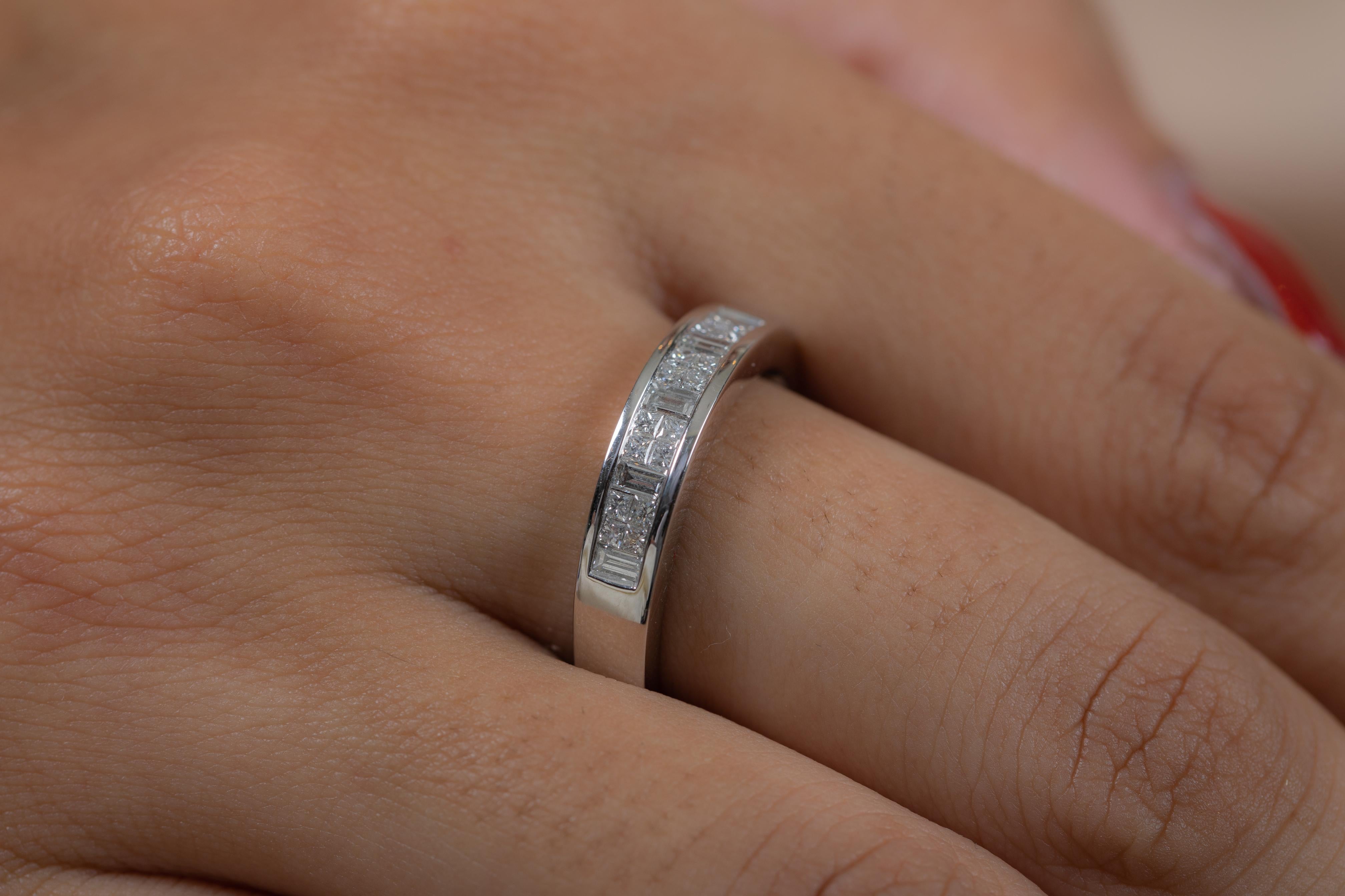 For Sale:  18K White Gold Real Diamond Half Eternity Band Ring 2