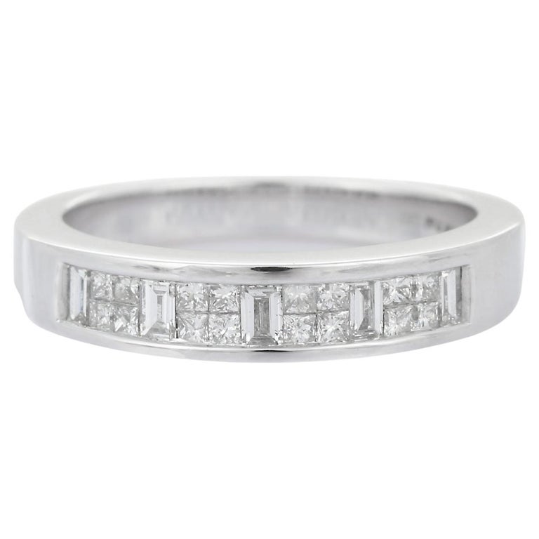 For Sale:  18K White Gold Diamond Half Eternity Band Ring