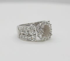 18 Karat White Gold Diamond Halo and Invisible Set Wedding