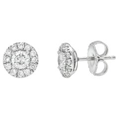 18K White Gold Diamond Halo Stud Earrings with Round Brilliant Diamonds 18K White Gold Diamond Halo Stud Earrings with Round Brilliant Diamonds