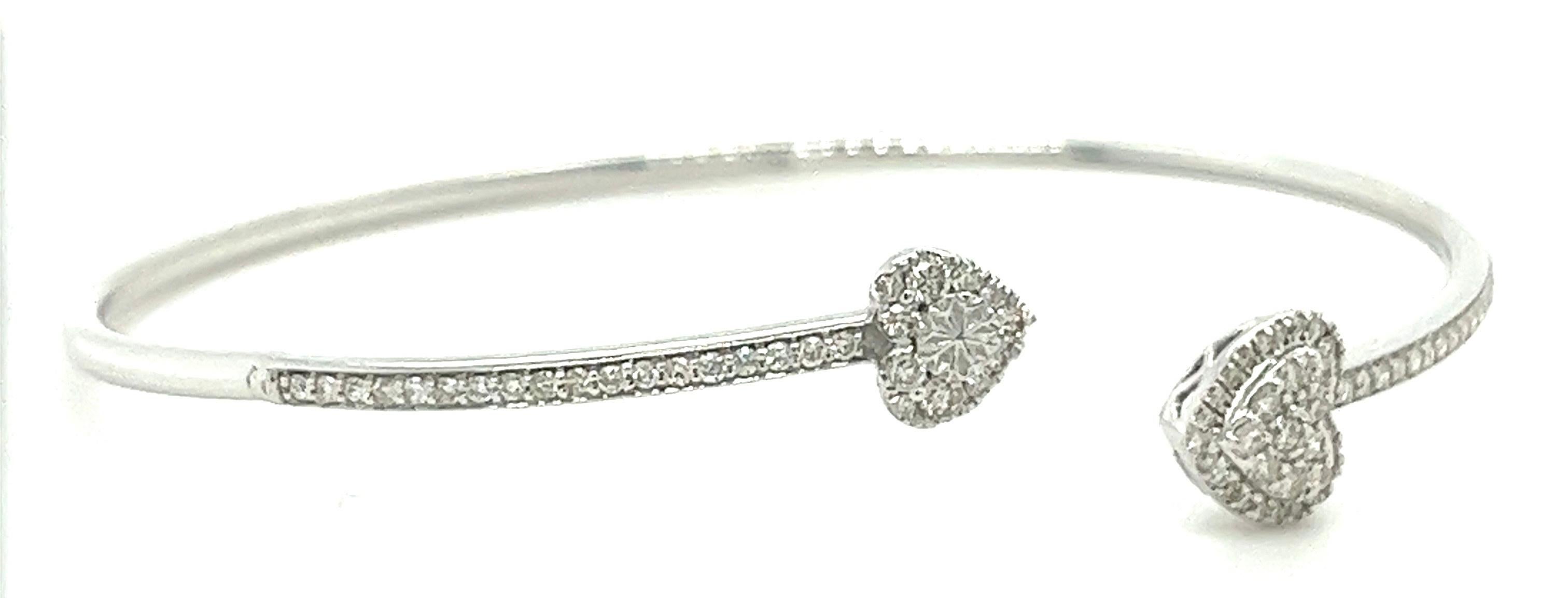 Modern 18K White Gold Diamond Heart Bracelet  For Sale
