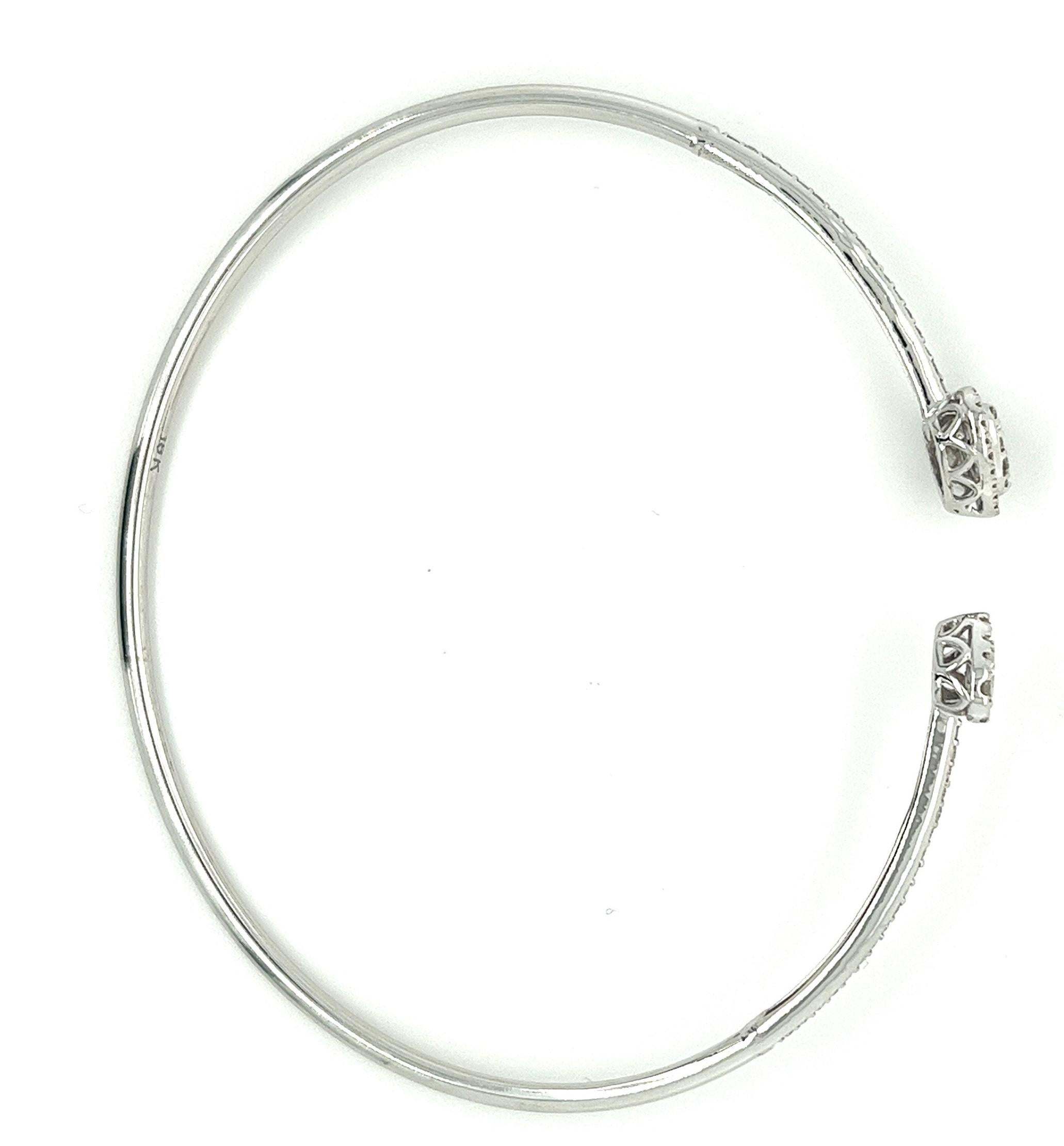 Women's or Men's 18K White Gold Diamond Heart Bracelet  For Sale