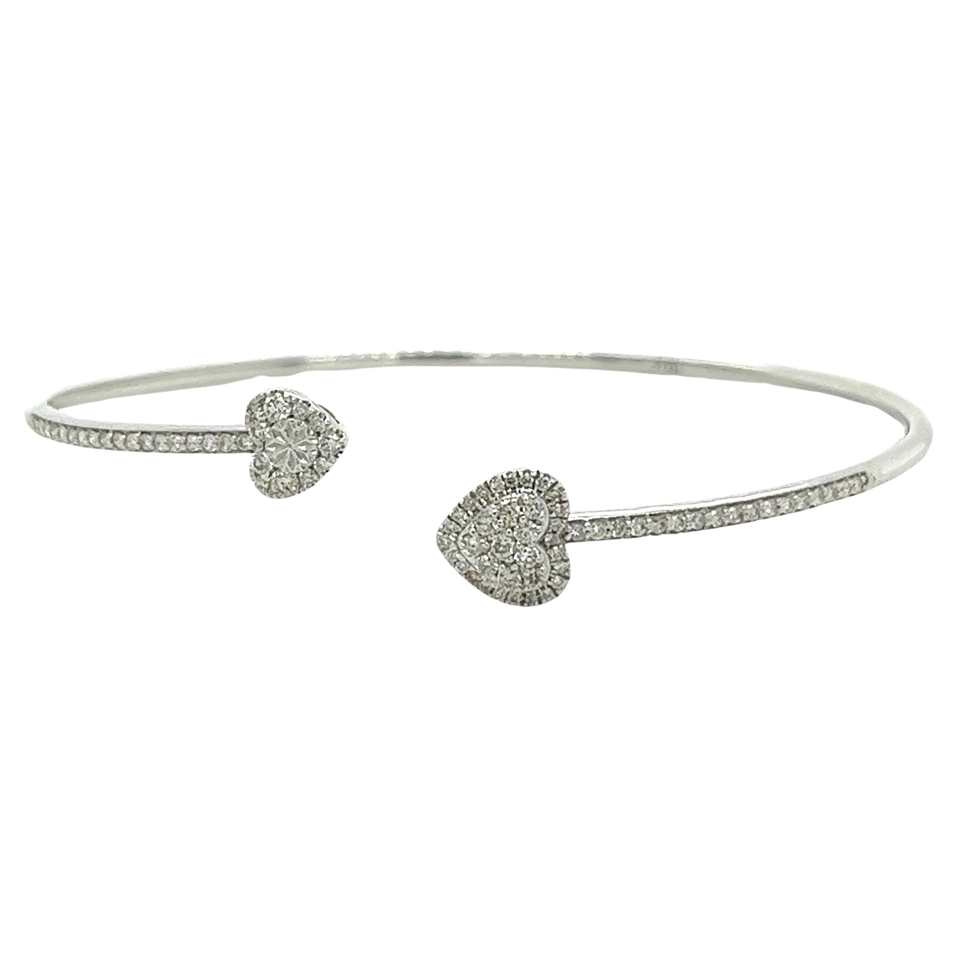 18K White Gold Diamond Heart Bracelet
