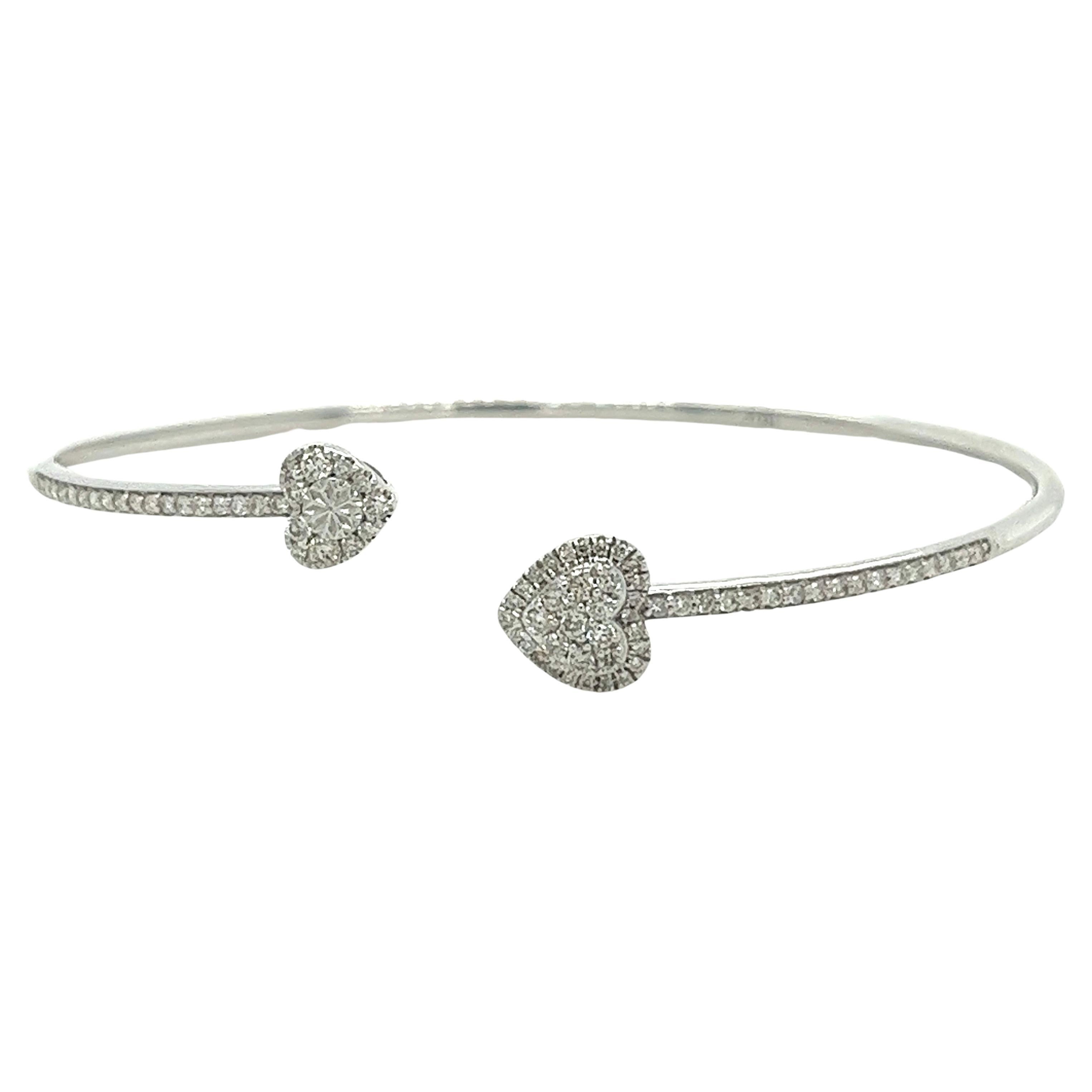 18K White Gold Diamond Heart Bracelet 