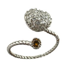 18K White Gold Diamond Heart Bypass Ring