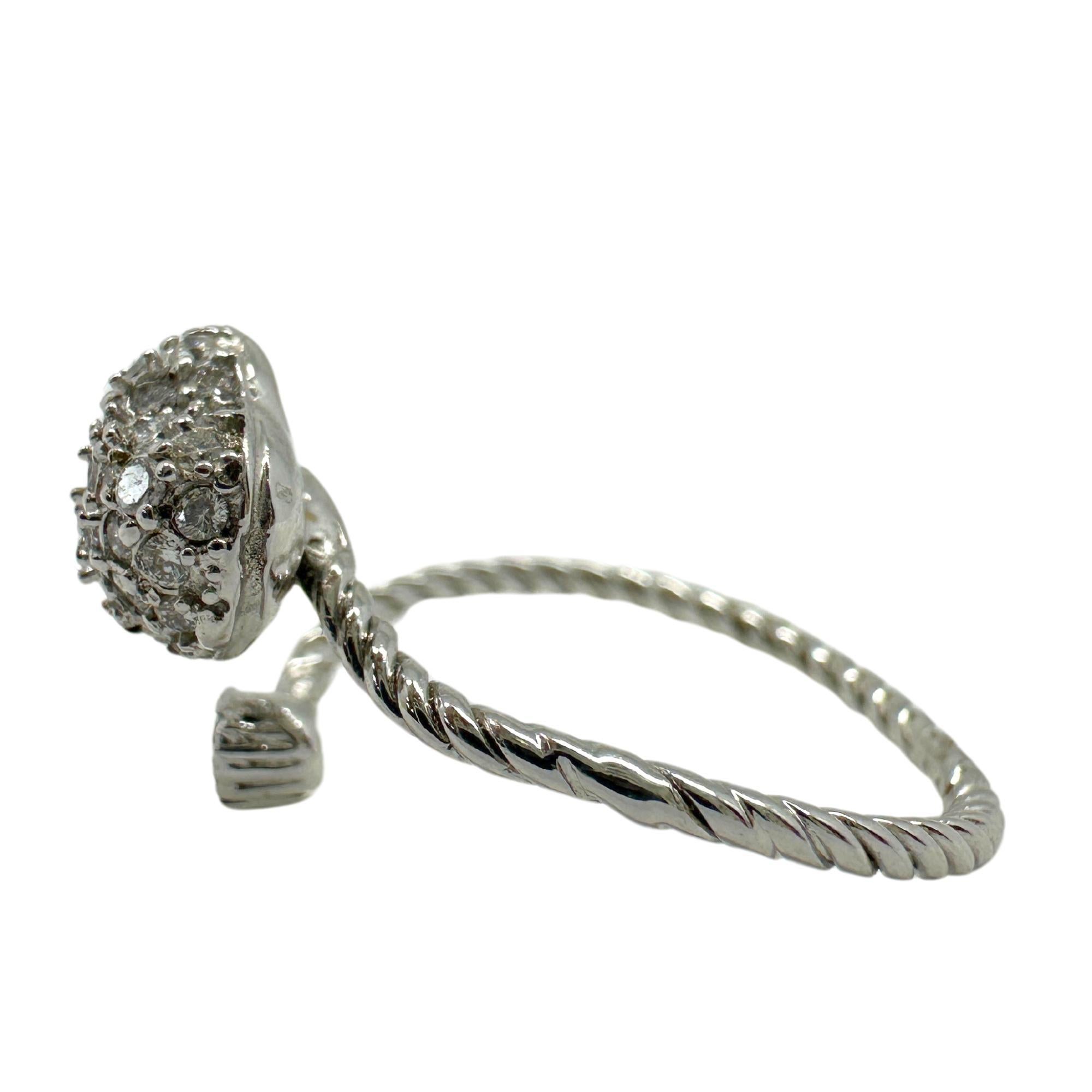 18K White Gold Diamond Heart Bypass Ring For Sale 1