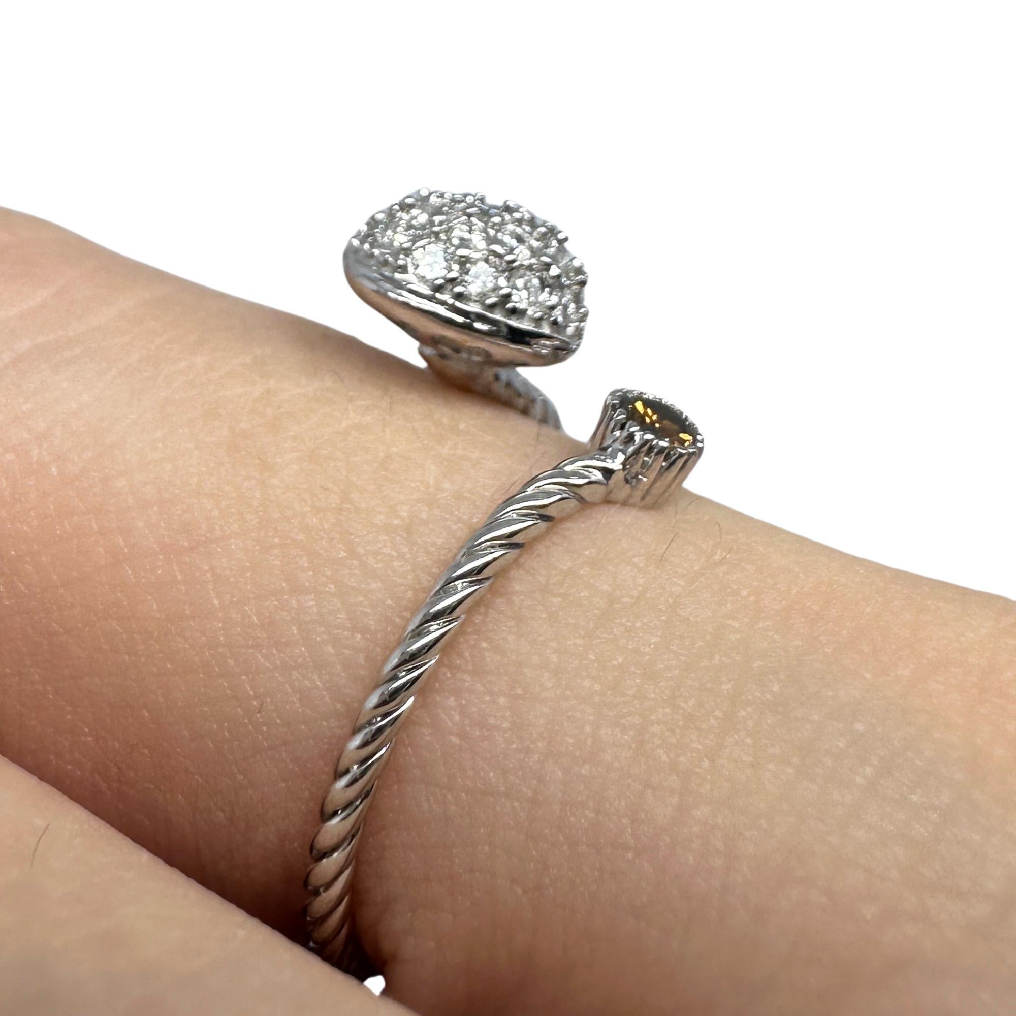18K White Gold Diamond Heart Bypass Ring For Sale 4